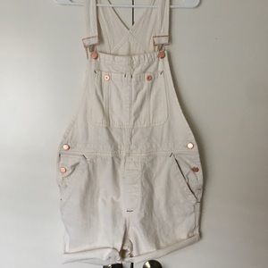 Free People Boyfriend Overalls Cutoffs